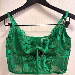 Victoria's Secret Green Floral Lace Tank Top